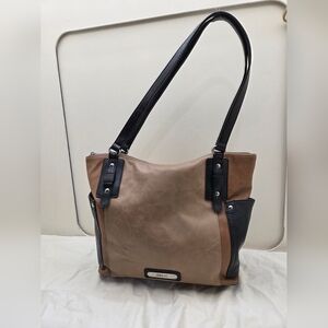 Vintage Relic Slouchy Tote Bag | Neutral Brown & Black | Soft Broken-In Look